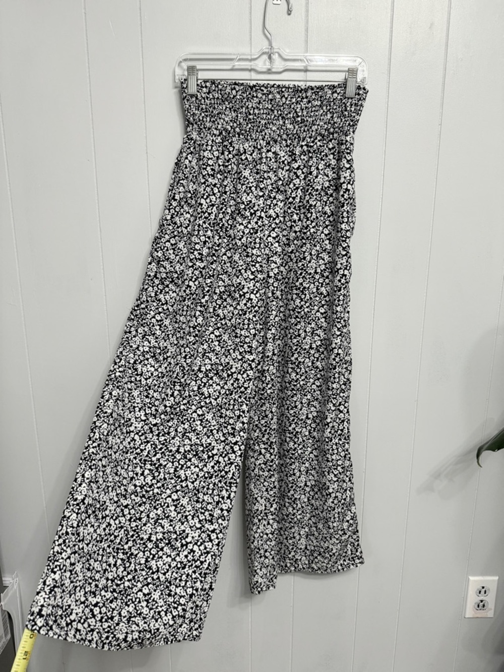 Sienna Sky Black & White Floral Wide-Leg Smocked Pants